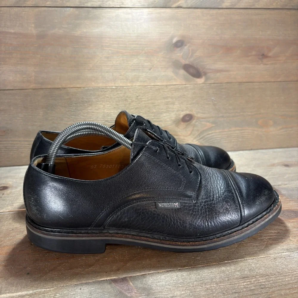 Mephisto melchior Mens size 8 shoes Black Leather Cap Toe Lace Up Derby oxfords